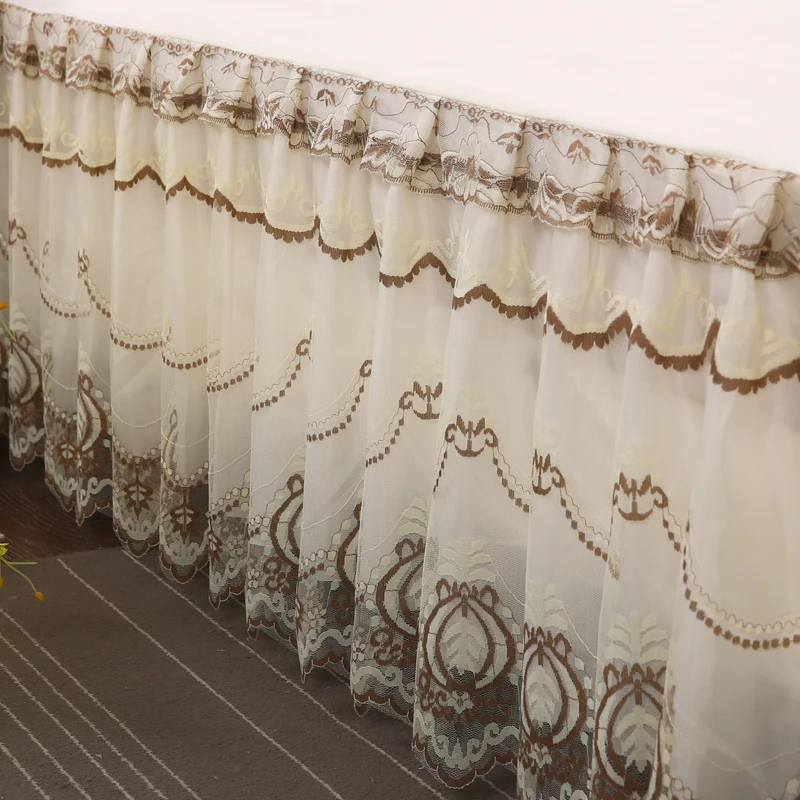 Коллекция декора кровать юбка из длинного штапельного волокна-Прочный Удобный и устойчивый к истиранию Четырехместный плиссированный