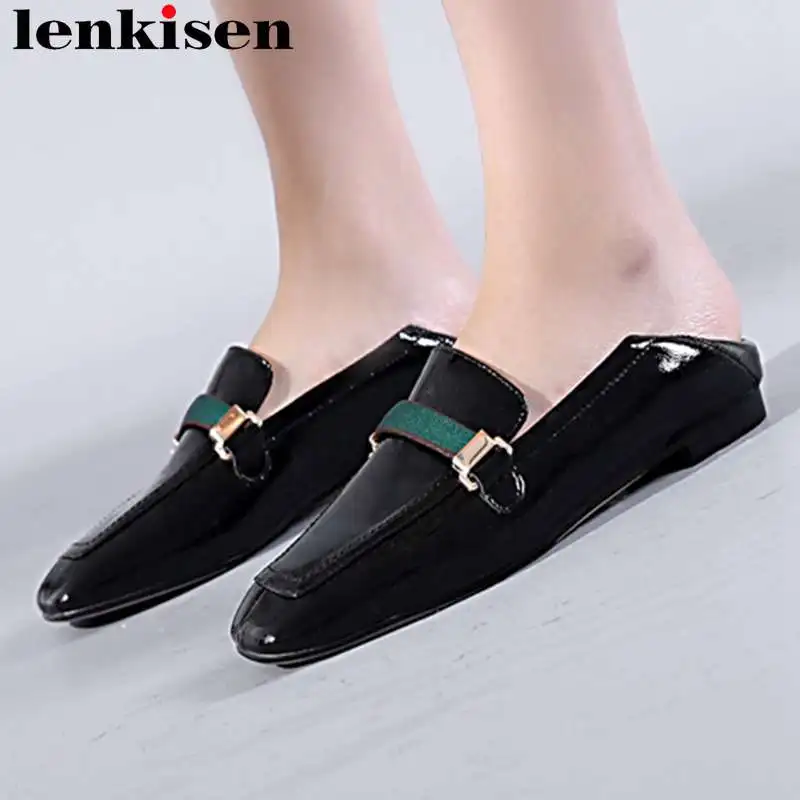 

2019 comfortable genuine leather mixed colors hand-sewn leather loafers big size ballet shoes square toe holiday beach shoes L19