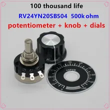 2 шт. RV24YN20S B504 500 k Ом углеродная пленка потенциометра одного-поворотный потенциометр+ 2 шт. A03 ручка+ 2 шт. набор