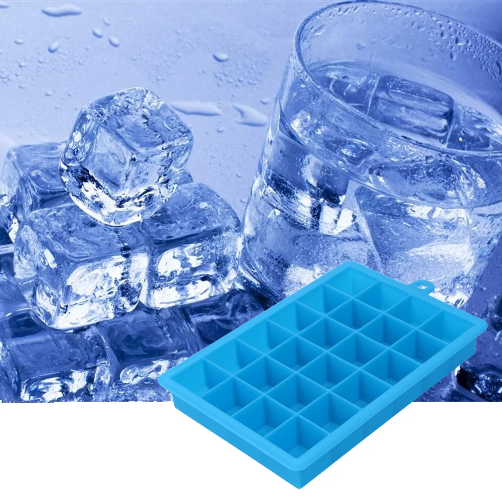 

Large Ice Mold 24 Grid Square Shape Silicone Ice Tray Fruit Ice Cream Maker Kitchen Bar Drinking Accessories
