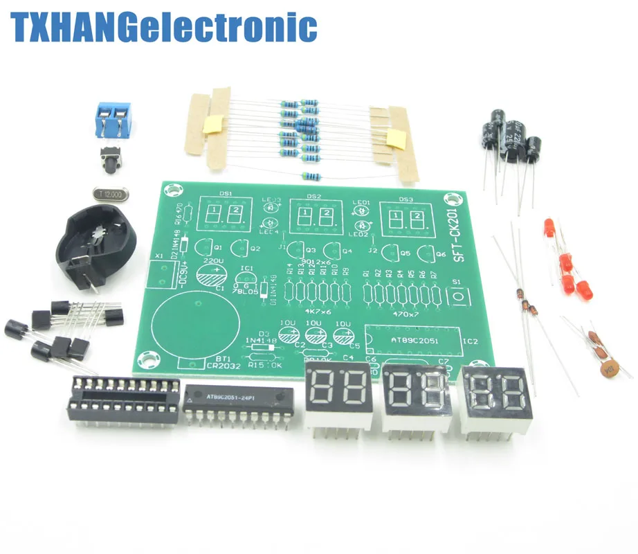 9V 12V AT89C2051 6 Digital LED Electronic Clock Parts