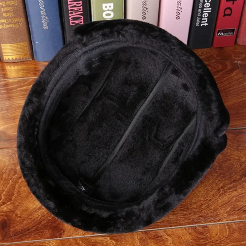XdanqinX, новинка, очень толстая теплая зимняя мужская шапка из натуральной кожи, шапки-бомберы, плюс бархат, Воловья кожа, меховая шапка с наушниками для папы, пожилых мужчин