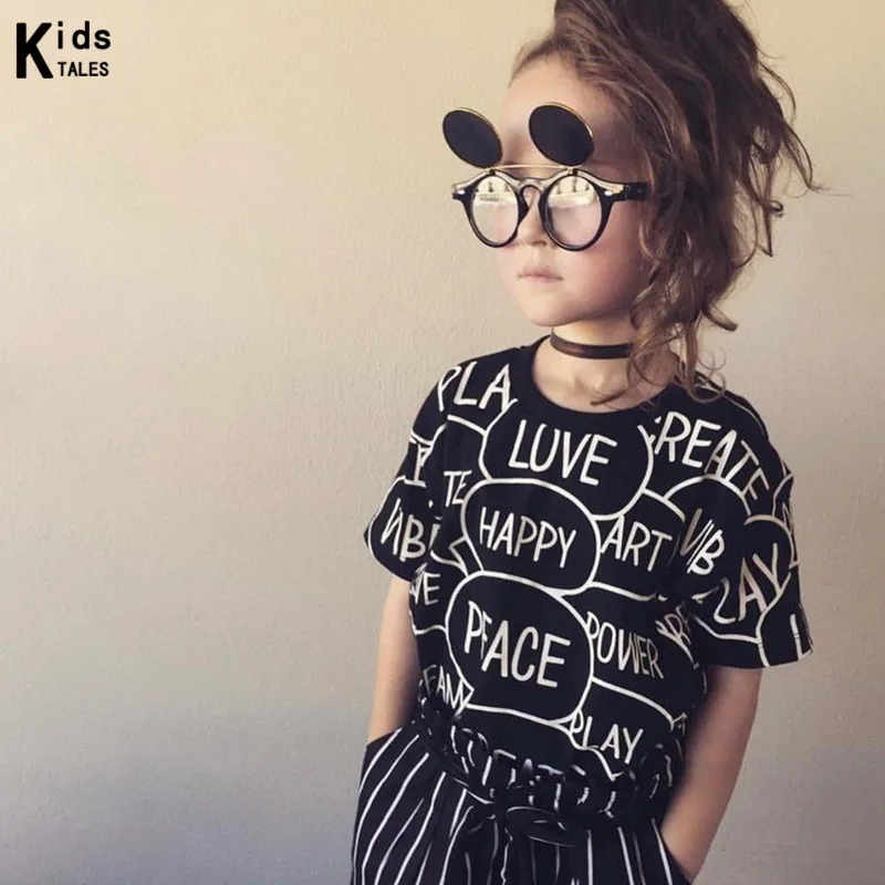 

RW-157 Summer Love Letter Girls T-Shirt With Short Sleeve Children T-Shirt Cotton Tee Top Cartoon Boys Clothes Toddler T-Shirt