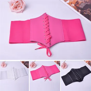 

1PC Women's Elegant Belt PU Leather Tight Corset Tie Girls Elastic Extra Wide High Waist Slimming Belt Let Ladies Look Thinner