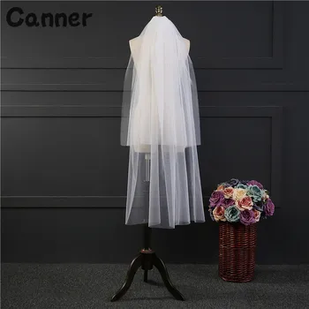 

Canner White Ivory Wedding Veils 2-layer Bridal Veil Cheap Bride Accessories Women Veils With Comb