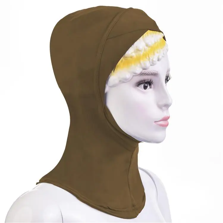 Muslim Women Under Scarf Hat Cap Soft Bone Bonnet Ninja Hijab Islamic Lady Neck Cover Niquabs Ramadan Beanies Amira Middle East - Цвет: Coffee