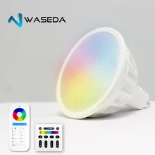 Точечный светильник Waseda MR16, 12 В, 2,4 г, беспроводная Светодиодная лампа с регулируемой яркостью, RGB+ CCT, Светодиодный точечный светильник, умная Светодиодная лампа 12 В, 5 Вт, gu5.3, светодиодная лампочка