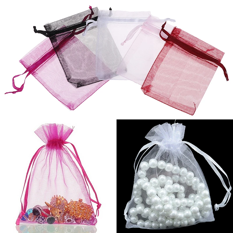 Calibre longitud serie Bolsas de regalo de Organza para joyería, dulces, recuerdos de boda, bolsas  de regalo de malla, contenedor organizador de suministros para fiesta, 100  unids/bolsa|Envoltorios y bolsas de regalo| - AliExpress