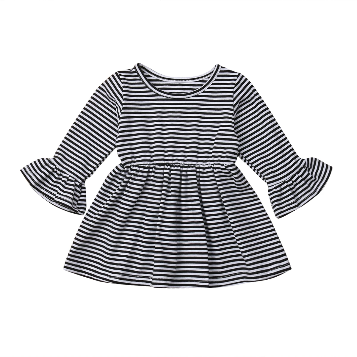 

1-6Y Toddler Kids Baby Girl Striped Outfits Flare Half Sleeve Tutu Blouse Shirt Tops Girls Clothes