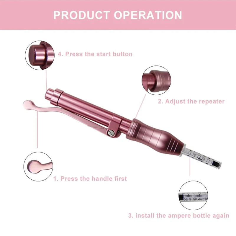 Розовая гиалуроническая ручка, пистолеты с гиалуроновой кислотой, сыворотка без инъекций, ручка для омоложения кожи против морщин, липатомайзер для лифтинга губ