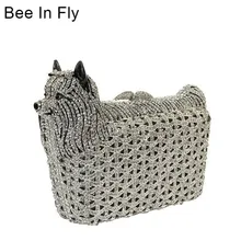 Вечерние клатчи с Пчелой и летающей собачкой для коктейлей, вечерние сумочки для женщин, Кристальный клатч в подарок