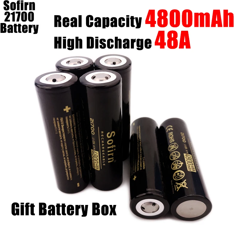 Günstig Sofirn 21700 Wiederaufladbare Lithium 4800 mAh 3,7 V Power Batterie 48A 10C Hohe Entladung Hohe Ablauf Li Ion Batterie HD Zelle