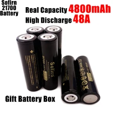 Sofirn bateria de lítio recarregável, 3.7v 21700 4800mah 48a 10c, descarga 21700 hd, bateria de lítio