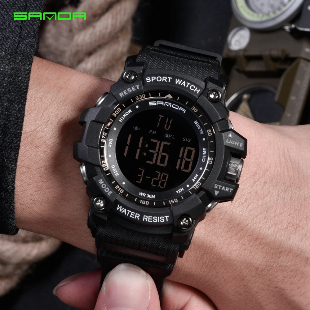 

SANDA Casual Sport Watches Men Big Dial LED Digital Wristwatches Outdoor Waterproof Military Watch Male Clock erkek kol saati