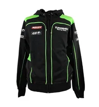 Бесплатная доставка 2016 НОВЫХ Гоночных Kawasaki Motocard Игрока Черный/Зеленый Застегивать Балахон Флис MOTOGP Мотоцикл VR Пальто