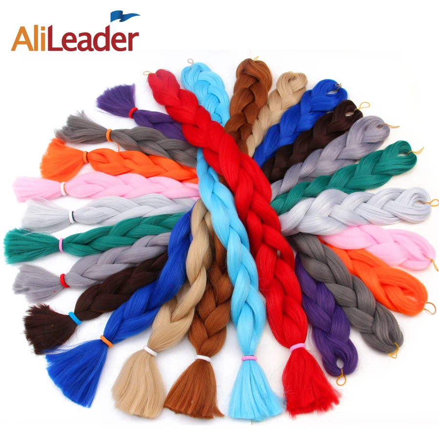 

Alileader 165g/pc 82"(96cm) Synthetic High Temperature Fiber Jumbo Braids Hair Extensions One Piece Crochet Braids Pure Colore