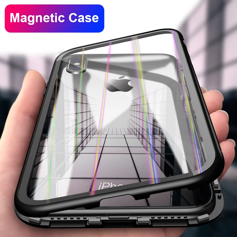 

Magneto Magnetic Adsorption Metal Hard Case for iPhone X 8 7 6 6S Plus Back Cases Cover for Samsung Galaxy S9 S8 S7 Plus Note 8