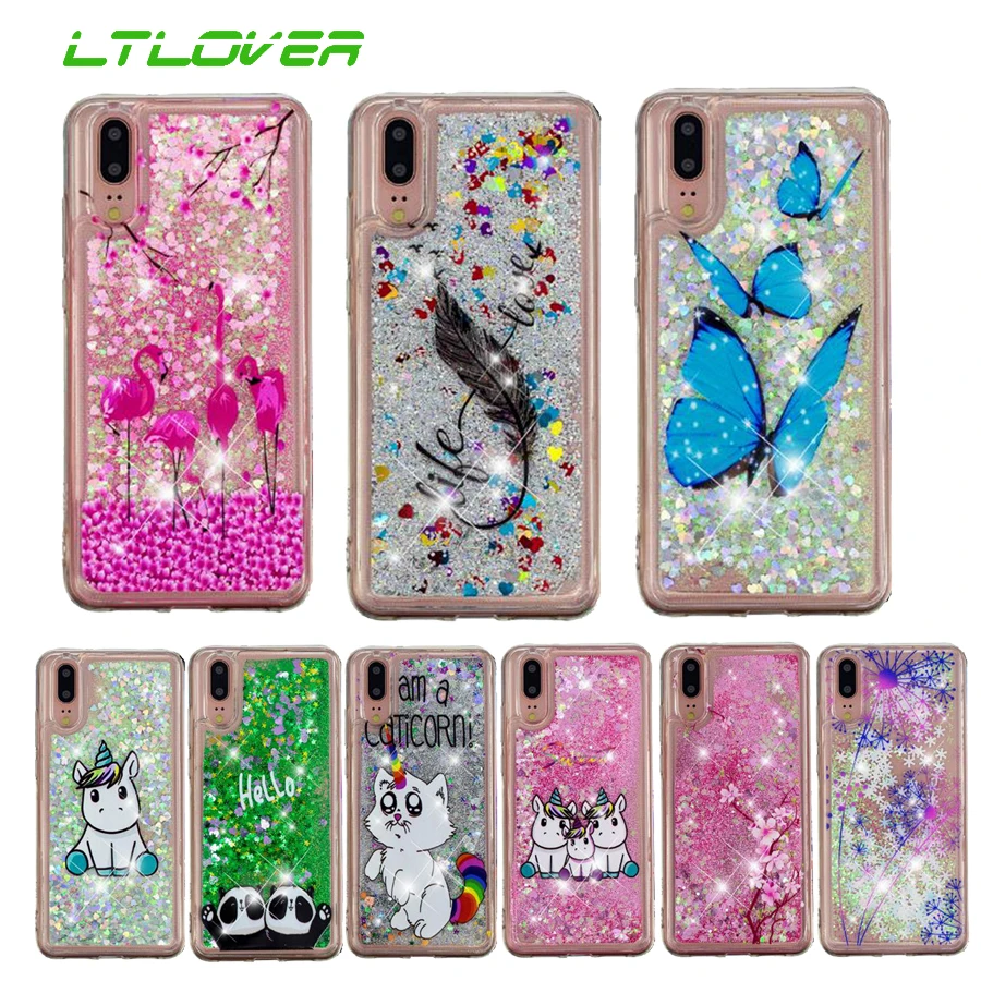 Case For Huawei P20 Pro Glitter Dynamic Flamingo Liquid Quicksand Cover Mate 20 Honor 10 9 Lite Y6 2018 Cases |