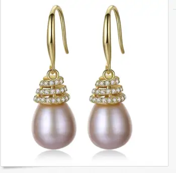 

classic 11-12mm south sea baroque lavender pearl dangle earring 925s