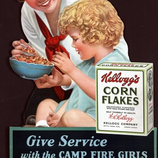 Vintage Corn Flakes Camp Fire Girls Promotional Ad Poster Print (24 x 36)