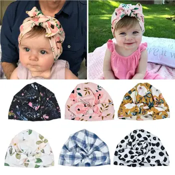 

Fashion Baby Hat Solid Turban Kids Girls Sun Polyester Hat Elastic Caps 6 style Baby Cap Bow Tie Baby Infant Accessories