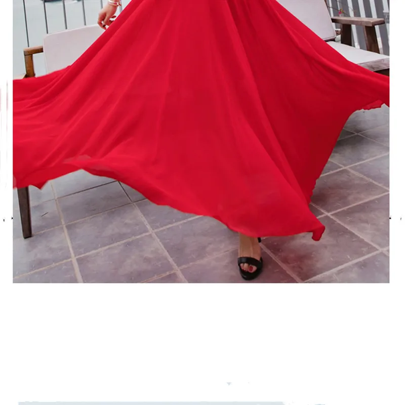 2019 New Summer Beach Dress Women's Fashion Sleeveless V-Beck Red Blue Long Dress Elegant Robes Women's Plus Size 5XL (7)
