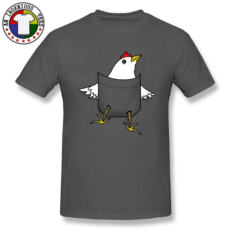 Slim Fit Funny pocket chicken Men Top T-shirts On Sale April FOOL DAY Short Sleeve Tops Tees Round Collar 100% Cotton T Shirt Funny pocket chicken carbon