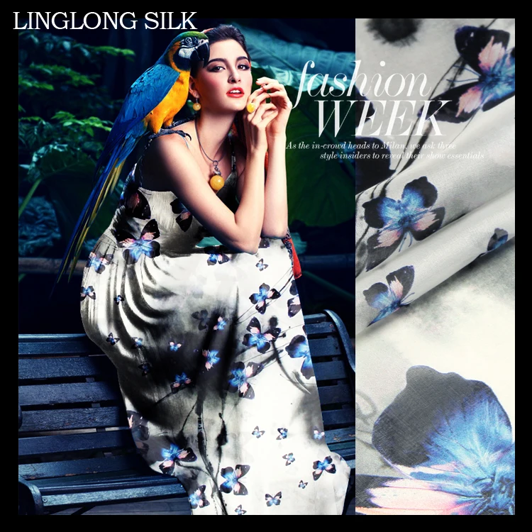 Шелковый шифон 140 см ширина 8momme/ натуральный шелк шифон для пришивания Весна женское шифоновое платье-бабочка