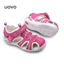 Детские пляжные сандалии бренд uovo для мальчиков летняя обувь на высоких каблуках; Sapato Menina на плоской подошве детские сандалии, для девочек ЕС Размеры 24-35, детские пляжные сандалии