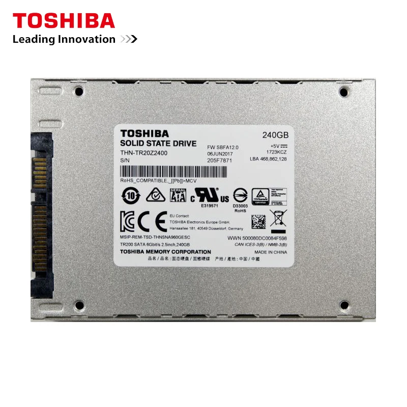  Neue Toshiba Interne SSD TR200 Solid State Drive 480 GB 5400 RPM TLC 25 