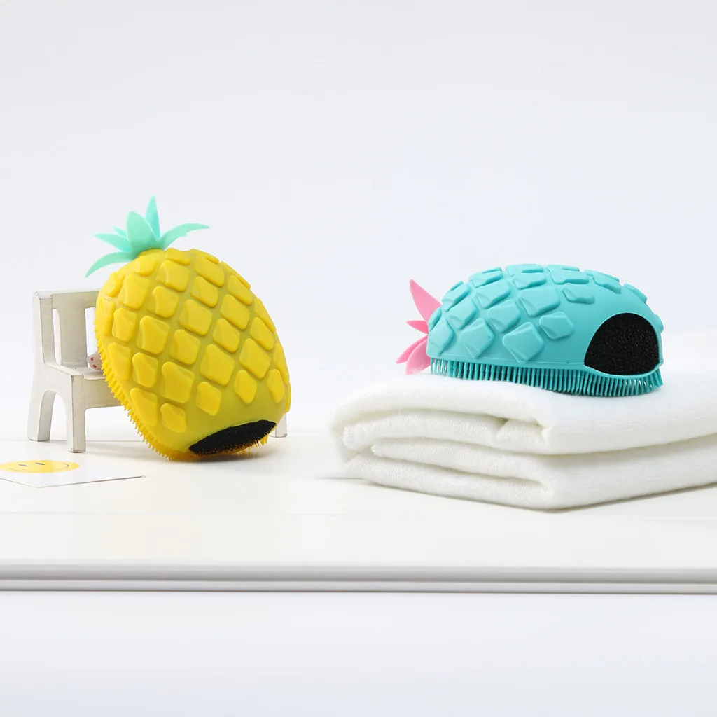 New High Quality Lovely Pineapple Silicone Massage Bath Brush Face& Body Scrub Tool For Bathroom Brush Accessiores