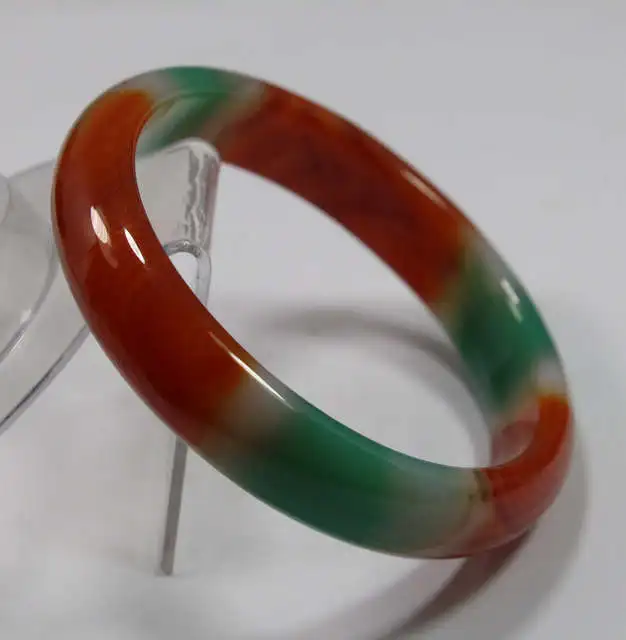 

67MM VERY FINE RARE NATURAL GREEN RED JADEITE JADE BRACELET BANGLE #A225 a 5.19