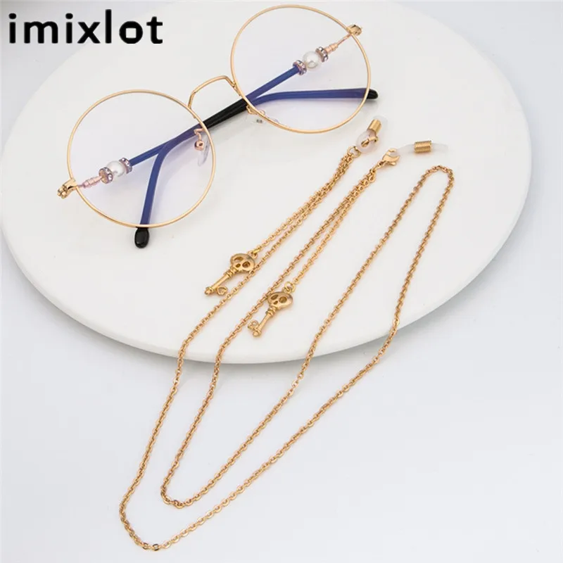 

imixlot Punk Chic Skeleton Dangle Gold Eyeglass Chains Adults Sunglasses Eyewear Holder Neck Strap Rope