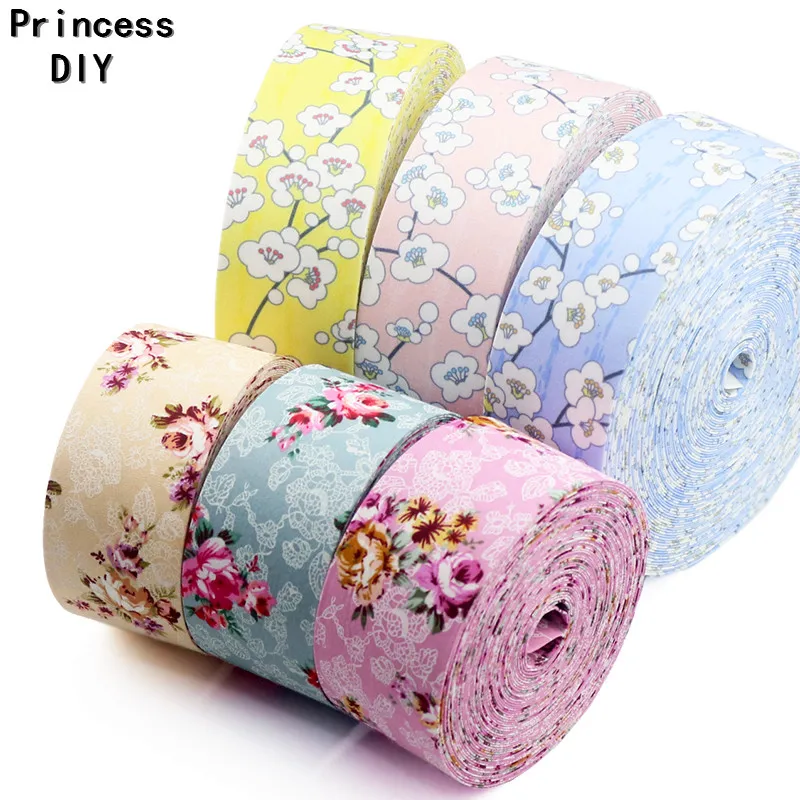 

5Meter/Lot 10 25 50mm High Quality Spring Summer Cotton Ribbon Flower Fabric Cloth Layering DIY Hair Bowknot Hand Craft Material