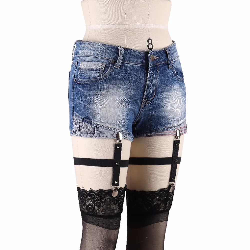 1 Para Niet Bein Strumpfbänder frauen Fetisch Auffanggurt Sexy Einstellbar Socken Hosenträger Gürtel Elastische Strumpf Strumpfbänder P0119
