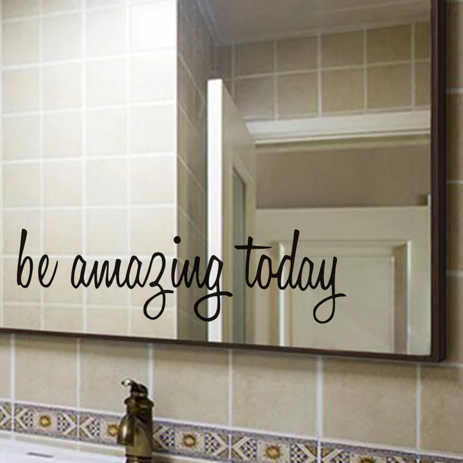 Водонепроницаемые настенные наклейки Be Amazing Today с цитатой для зеркала туалета