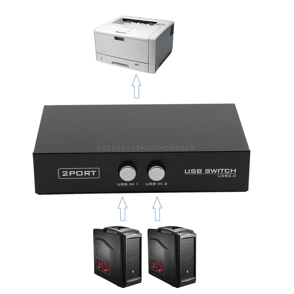 

2 Ports USB2.0 Sharing Device Switch Switcher Adapter Box For PC Scanner Printer O26 dropship