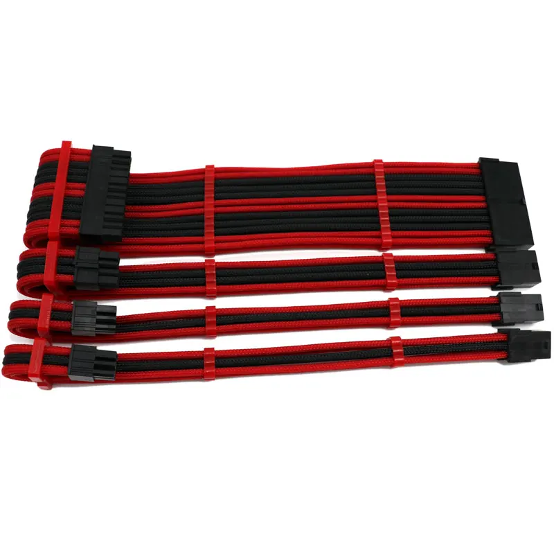 

Angitu 30cm UL 1007 18AWG 24pin 4+4pin dual 6pin Sleeved Power Extension Cable with Cable Comb