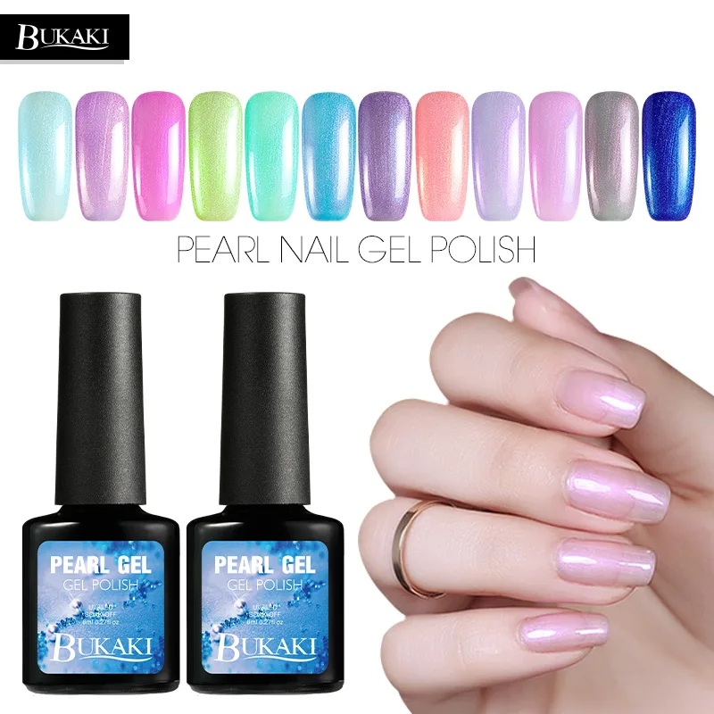 BUKAKI Gel Polish Pink Pearl Color Long Lasting UV Nail Varnish Soak Off Summer Series Shell Lacquer | Красота и здоровье