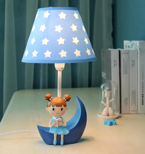 JW Modern Creative Cute Moon Table Light Resin Desk Lamp Girl Princess