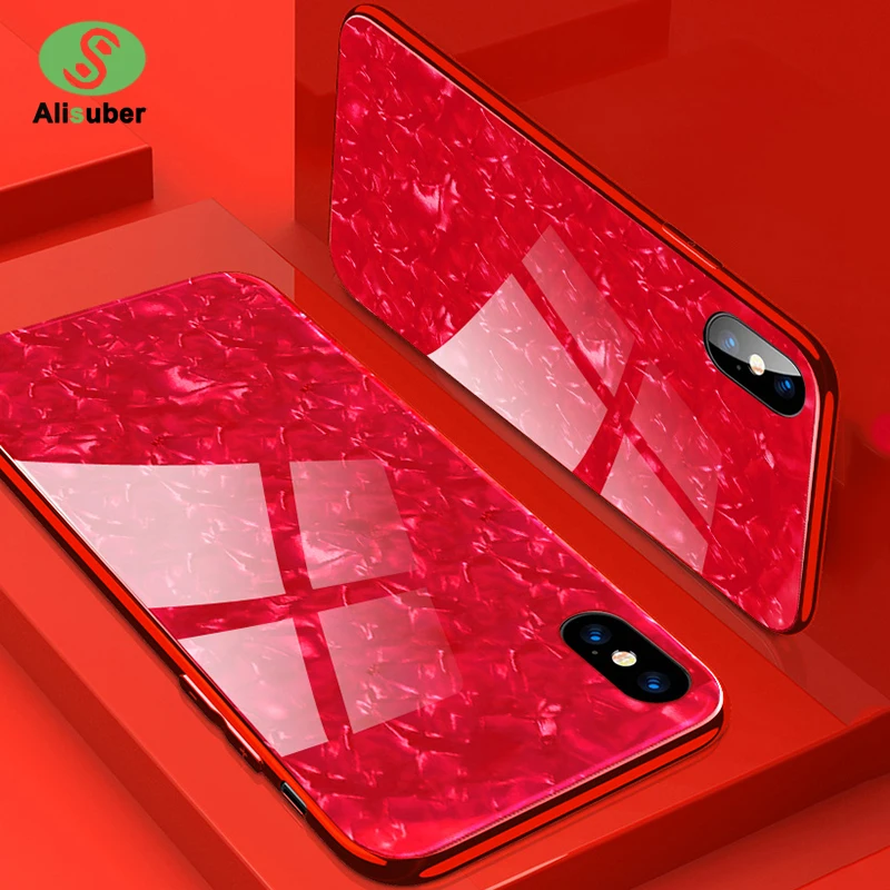 Alisuber Anti-Knock Tempered Glass Phone Cases For iPhone X 8 7 6 6S Plus Soft Edge Marble Stone Pattern Back Cover Case |