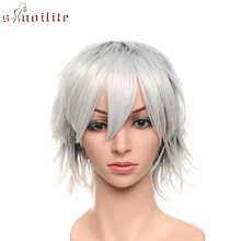 S-noilite, 12 дюймов, для мужчин и женщин, фантастические парики для косплея, короткий слой, парик из волос, коричневый, серебристый, красный, парик из синтетических волос