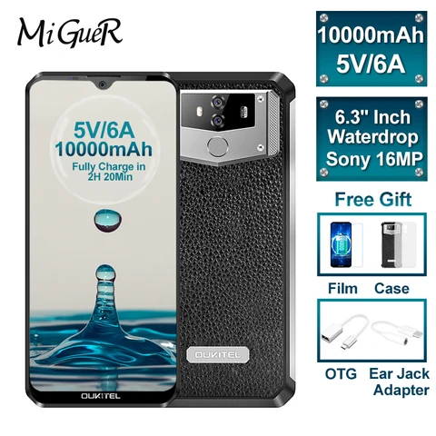 OUKITEL K12 Android 9 0 Mobile Phone 6 3  19 5 9 MTK6765 RAM 64G ROM NFC 10000mAh 5V 6A Quick Charge Fingerprint Smartphone