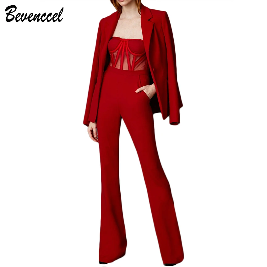 

2019 New Chic Sexy Women Two Piece Sets Party Sets Mesh Patchwork Straps Runway Jumpsuit And Jacket Women Sets