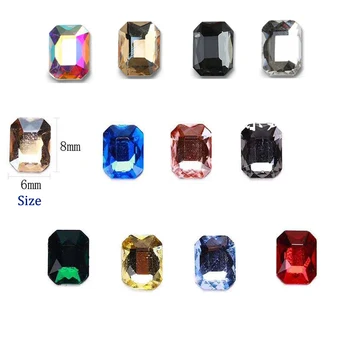 

8x6mm 10/50pcs 3D Nail Art Rhinestones Flatback Shaped Glass AB Crystal Gem Stone AB Crystals Flatback octagon shape Rhinestones