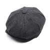 Plus Size Peaky Blinders Men Berets Hat Autumn New Vintage Herringbone Octagon Cap Women'S Casual Pumpkin Hat Gatsby Flat Beret ► Photo 3/6