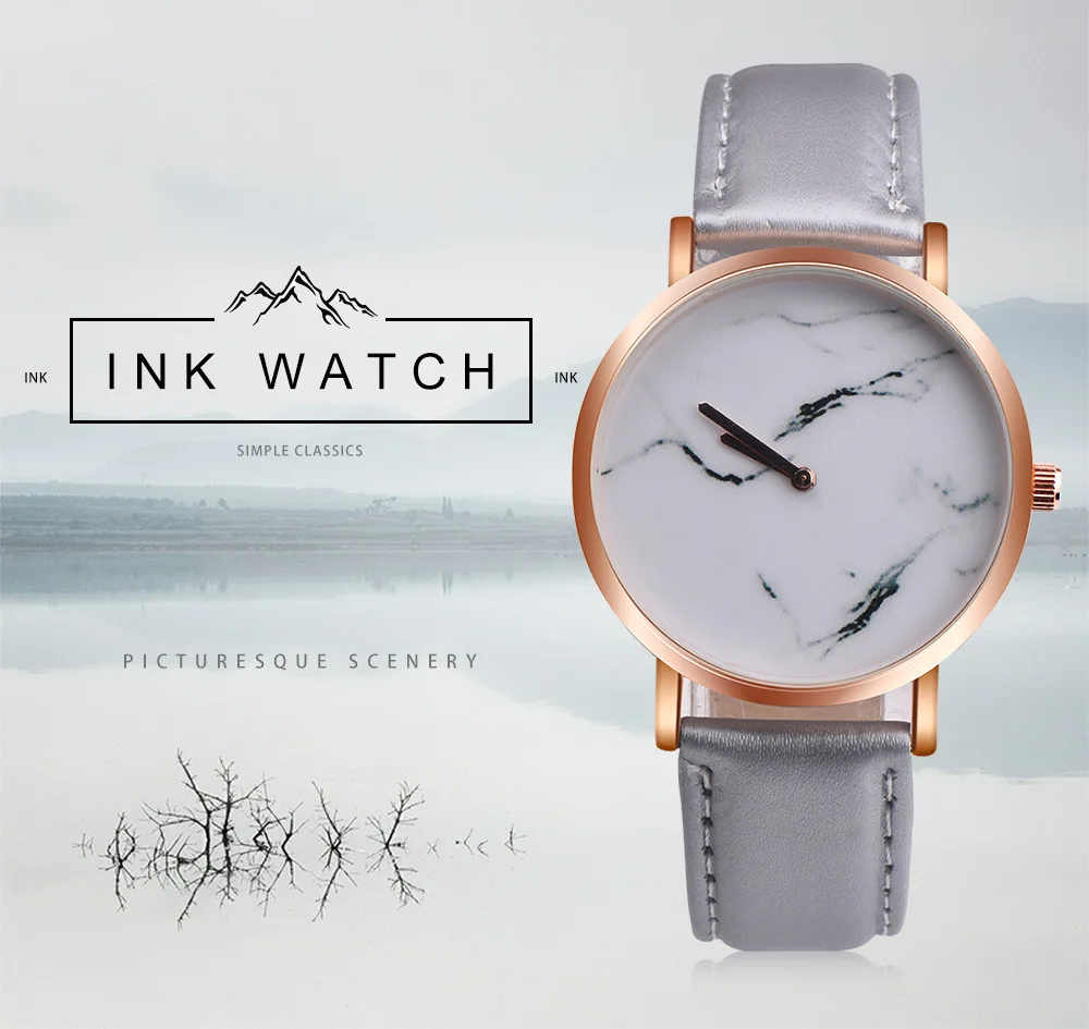 Мода OKTIME новая пара часы мраморная поверхность чернила две иглы простой Nordic модные часы для мужчин и женщин