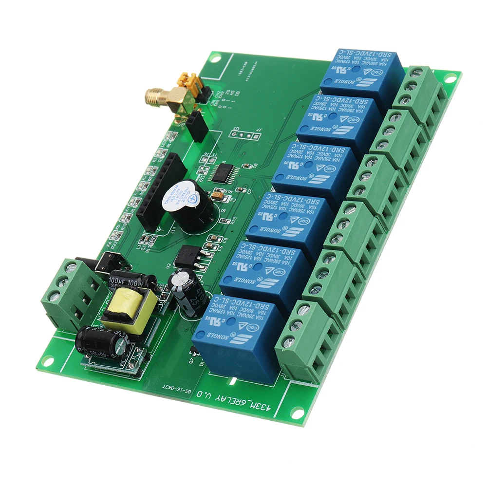 

DC 12V 6 Channel DIY Receiver Relay Module Board With Wireless RF Remote Control Switch
