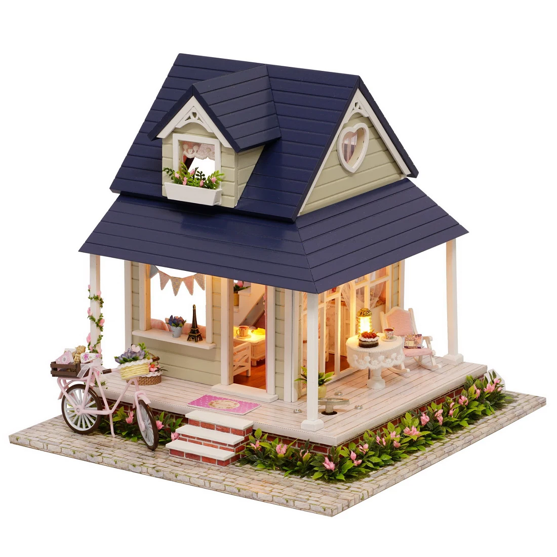 DIY Doll Houses furniture Wooden Doll House Unisex miniature dollhouse Kids Toy Furniture Miniature crafts Gifts Lovely Bicycle