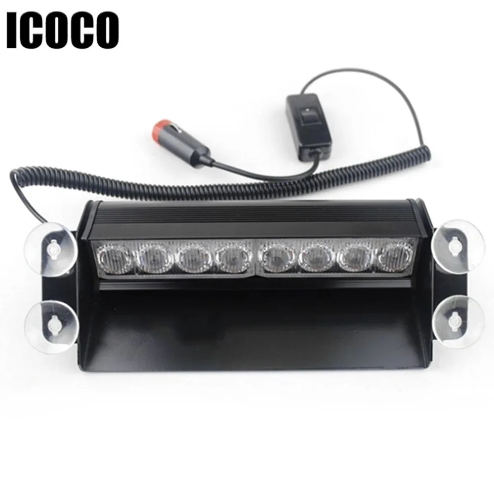 

ICOCO 8 LED Grille Warning Flash Strobe Lights Lamps Blocks For Dashboard or Mounting onto the Windshield Red and Blue
